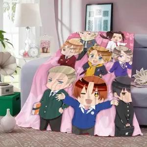 Hetalia World Stars Flannel Throw Blanket, Adult & Baby Size Fluffy Soft Warm Skin-Friendly Blanket for Sofa, Bed, Office Nap & Cold Winter Use, All Season Decor Anime Blanket, Perfect Holiday Birthday Gift for Anime Fans