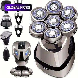 5 in 1 Electric Hair Trimmer Kit, Rechargeable Electric Head Shaver for Men, Waterproof Portable Shaver Grooming Kit, Dry Wet Shaving for Men