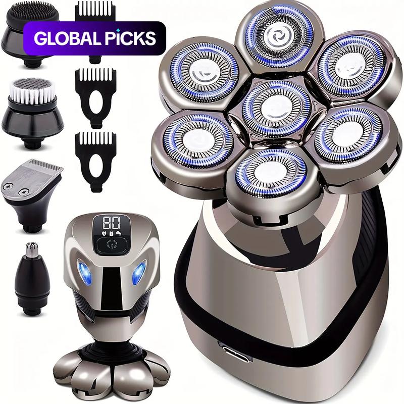5 in 1 Electric Hair Trimmer Kit, Rechargeable Electric Head Shaver for Men, Waterproof Portable Shaver Grooming Kit, Dry Wet Shaving for Men
