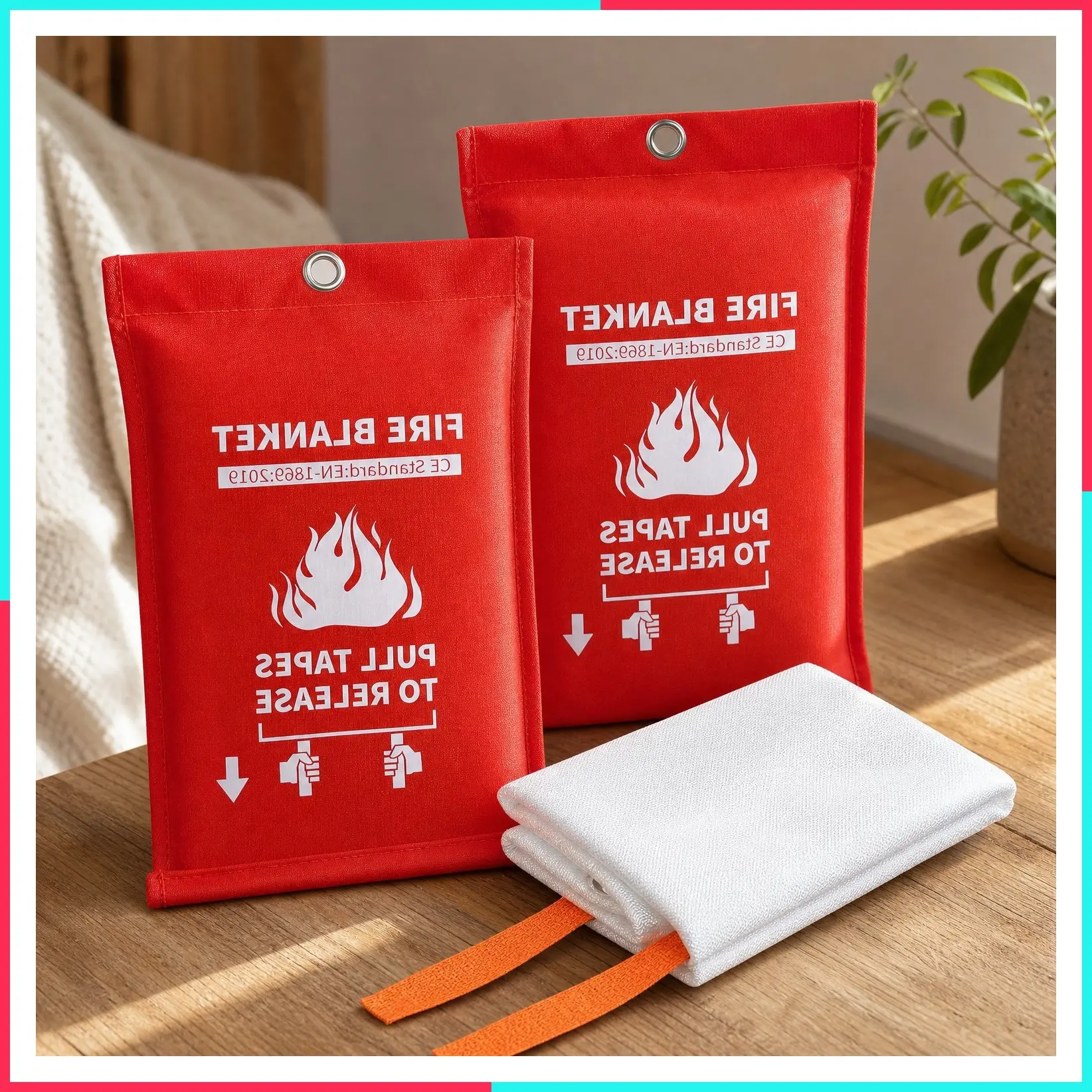 2 Pack 40"x40" Fiberglass Emergency Fire Blanket - Flame Suppression for Home Kitchen Camping Car Office Warehouse Survival Safety