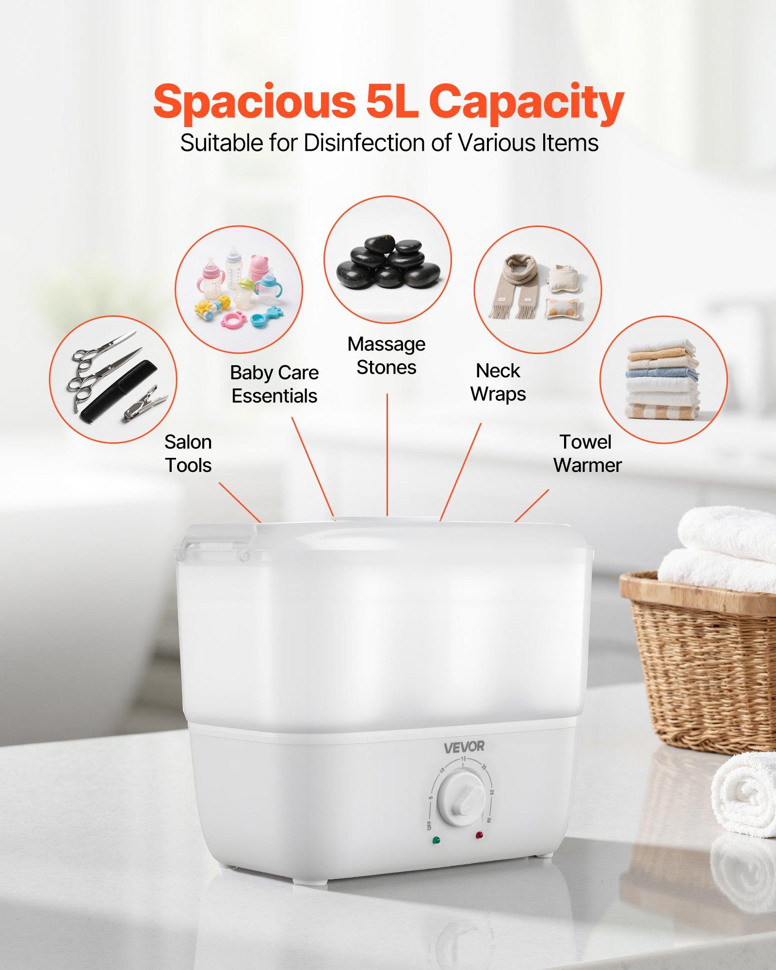 VEVOR Hot Towel Warmer, 1.1 gal Small Towel Steamer with Clip & Indicator, Holds 12-15 Towels, Portable Facial Warmer Quickly Heats Up in 5 Minutes, for Spa, Barber, Manicures, Massage, Salon, White VEVOR Hot Towel Warmer, 1.1 gal Small Towel Steamer with Clip & Indicator, Holds 12-15 Towels, Portable Facial Warmer Quickly Heats Up in 5 Minutes, for Spa, Barber, Manicures, Massage, Salon, White