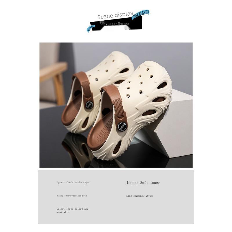 Boys' Hole Shoes Summer New Style Bag-toe Slippers For Children 6-15 Years Old Big Children's Sandals Wearing Outside And Stool-stripping kids  clogs