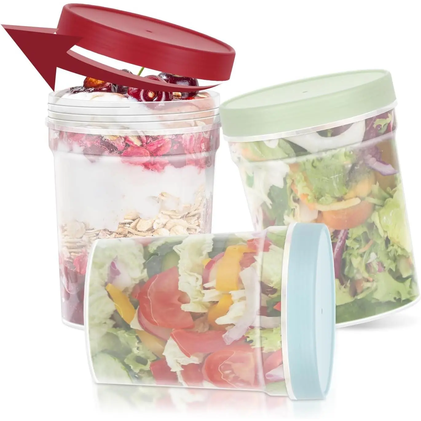 32 oz Twist Top Soup Deli Freezer Storage Container , PP plastic high temperature resistant material, Leak Proof, Stackable, Microwave Dishwasher Safe-3 Pack