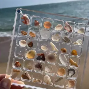 36-Compartment Acrylic Storage Box, Grid Design, Holds Mini Seashells, Ideal for Beach Travel Souvenirs, Desktop Decor, Cultural Gift