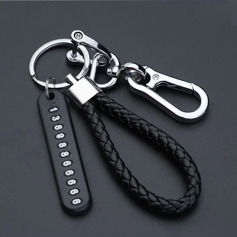 Premium Alloy Anti-Lost Automobile Keychain, Compact Car Keyring with Hidden Phone Number Plate, Secure Stylish Split Ring Vehicle Accessory