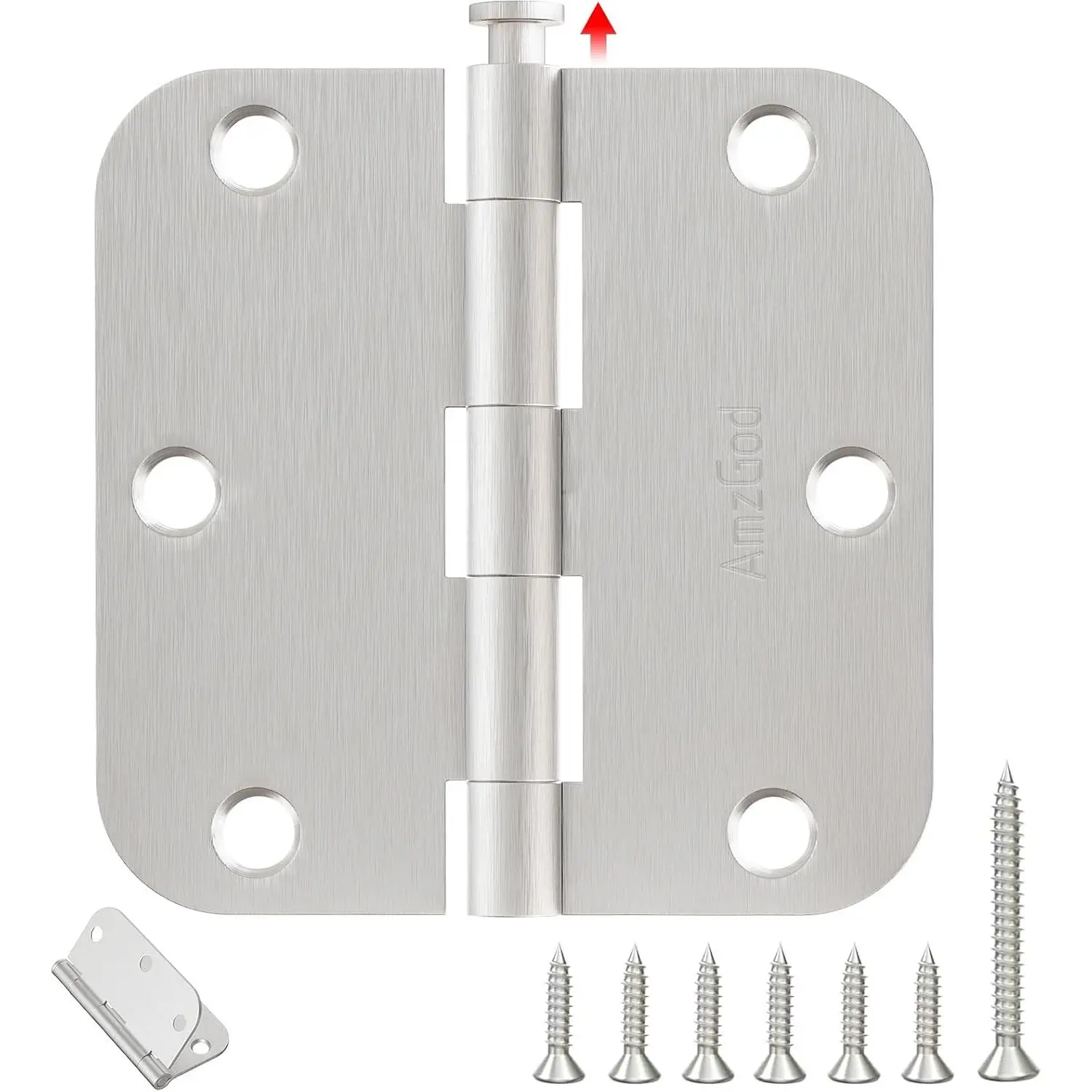 Door Hinges Brushed Nickel 3 Pack 3.5 Inch Rounded 5/8" Radius | Satin Nickel Door Hinges for Interior and Exterior Doors, Heavy Duty 3 1/2"  Residential Door Hardware