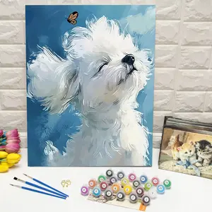 Acrylic Paint By Numbers Dog Puppy DIY Digital Oil Painting Animal Crafts Supplies Adults Kit For Adults Wall Decor Living Room