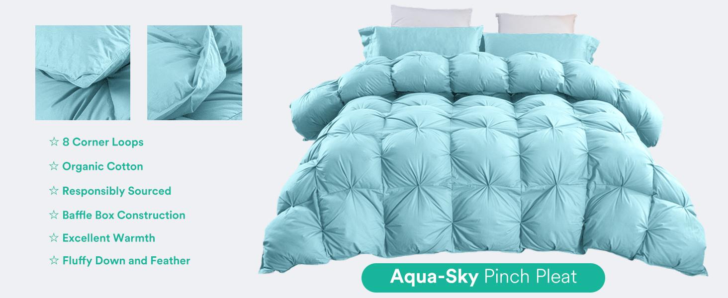 【Three Geese Feather Down Pinch Pleat duvet 】All seasons Five-star hotel quality Fluffy and breathable Goose Down - 100% Cotton Outer, Ethically Sourced Feathers, All-Season Quilt,Machine Washable,weighted blanket,California King-TiktokShopSpringGlowUp