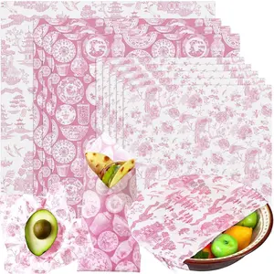 9 Pack  Beeswax Wrap for  Chinoiserie Beeswax Paper for Sourdough Bread Cheese Paper Wrapping Wax Cloth  Wraps Bread Sandwich Wrapper 1 XL 3 Medium 5 S(,Chinoiserie)