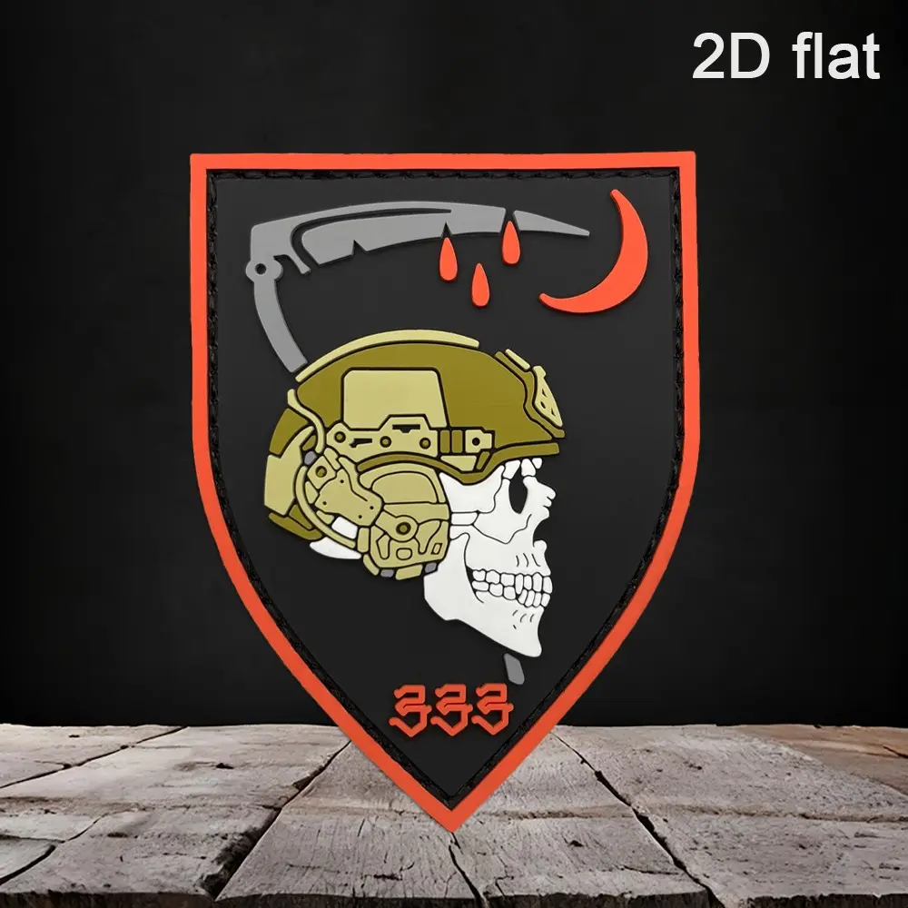 1pc Crescent Moon Skull Pattern Waterproof PVC Rubber Badge, Velcro Mount Hiking Backpack Tactical Vest Patch, Hardcore Dark Decor Arm Band Sticker, Sickle Crescent