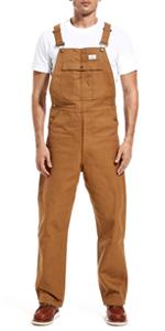 HISEA Men's Denim Bib Overall, Mens Relaxed Fit Overall Midweight Workwear with Adjustable Straps and Convenient Tool Pockets