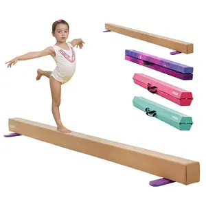 【DealsForYouDays】VEVOR 8FT Balance Beam for Kids, 350 LBS Stable Support Gymnastics Floor Beam with Non-Slip Wooden Mats, Wood-Core Gymnastics Training Equipment with Anti-Slip Bottom for Home and Gym, Yellow