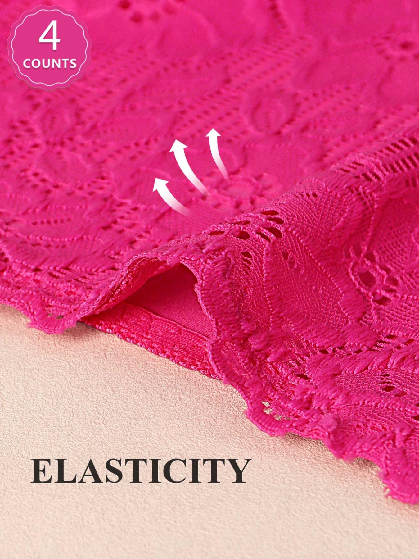 Women's Solid Color Floral Lace Patchwork High Waist Panty, Soft Comfortable Breathable Knicker for Daily Wear, Underwear for All Seasons Trim Lace Panty