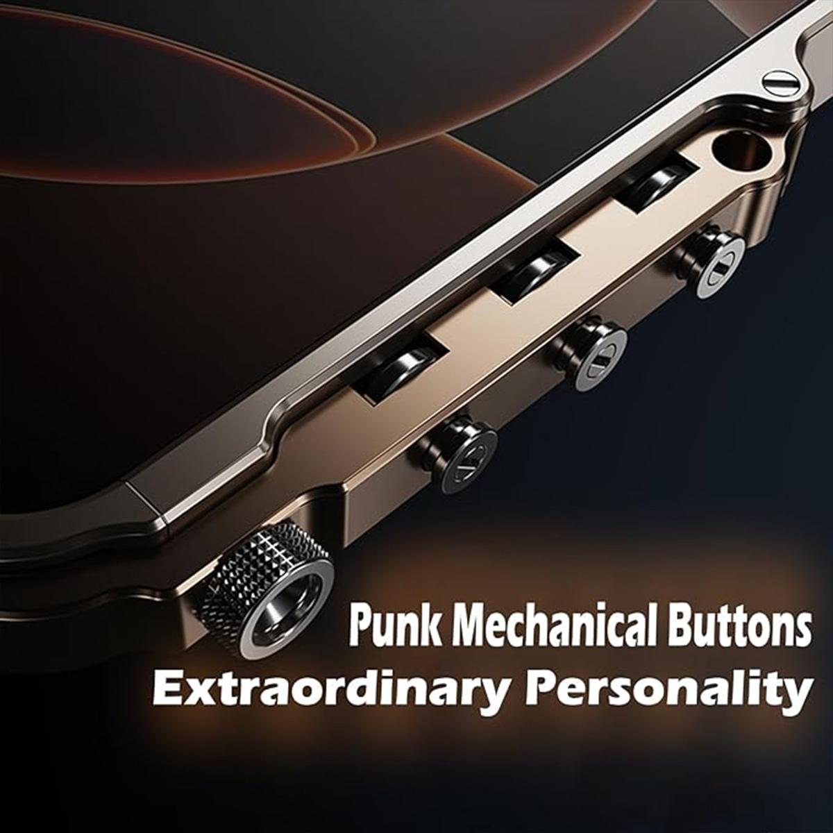 [Free !ship] Full Metal Bezel Bumper Case for iPhone 17 Pro Max16 Pro Max 17 Pro 16 Pro 16 15 14 13, Full-Frame Armor Aluminum Alloy Bumper No Back Cover, Punk armor style, Mechanical Screw Button Design, Minimalist Bare-Hand Feel Fit Lightweight