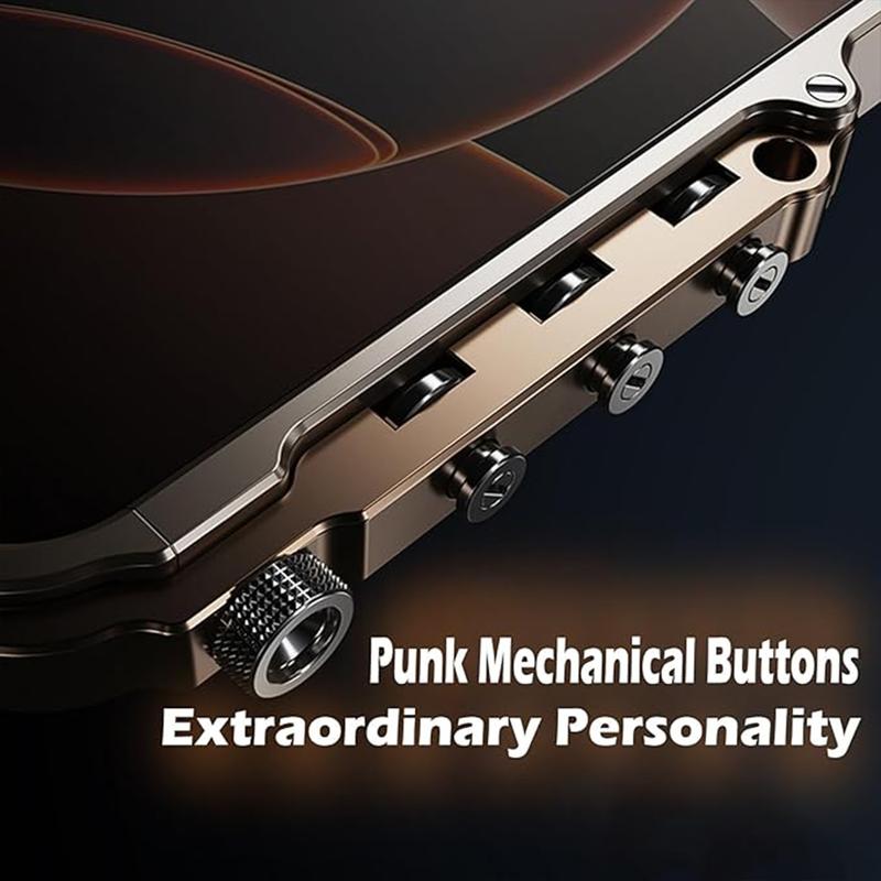 [Free !ship] Full Metal Bezel Bumper Case for iPhone 17 Pro Max16 Pro Max 17 Pro 16 Pro 16 15 14 13, Full-Frame Armor Aluminum Alloy Bumper No Back Cover, Punk armor style, Mechanical Screw Button Design, Minimalist Bare-Hand Feel Fit Lightweight