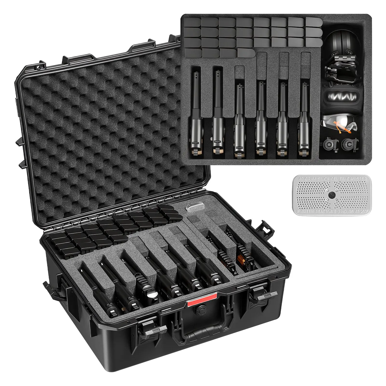 VEVOR Heavy-Duty Hard Pistol Case - TSA-Compliant, Waterproof Gear Storage Box with XPE Foam Lining, Customizable Interior, Handle, Fits Gun, Camera, Lenses, 21.9x17.9x8.8 in