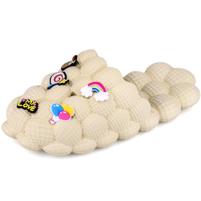 (New)DIOLV Summer Bubble Slides with Charms Boys Girls Golf Ball Shoes Funny Lychee Massage Bubble Slides Kids Non-Slip House Slippers Beach Sandals