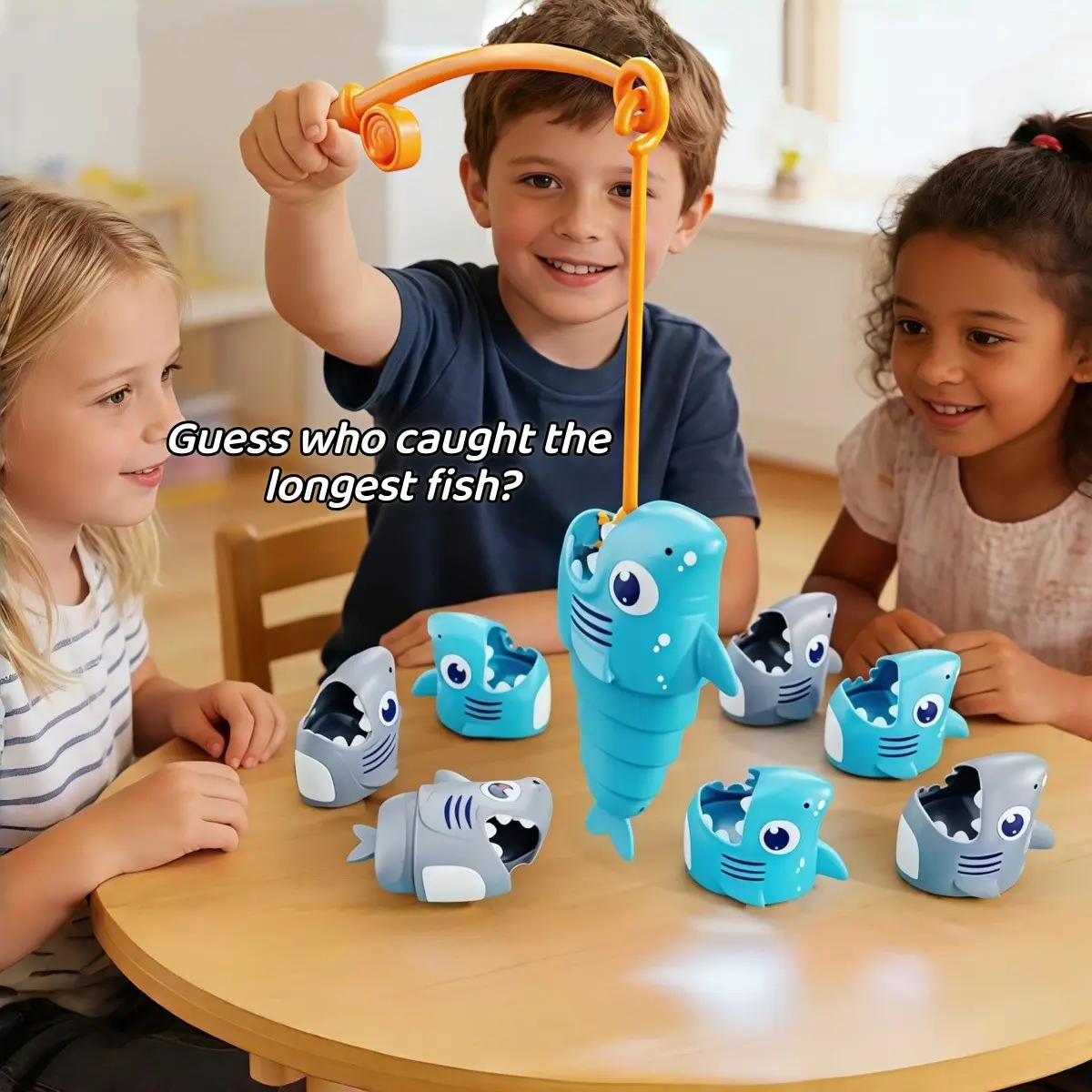 Fun Fishing Toy Set, Stretchable Fish Body, Includes Rod and Measuring Tape, Perfect for Parties and Gifts, Ages 3+