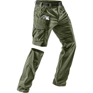 Men's Convertible Cargo Pants, Water Resistant Outdoor Hiking Pants, Zip Off Lightweight Stretch Work Pants