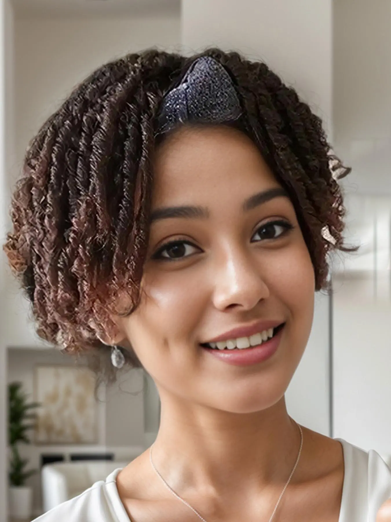 10 Inch Short Curly Afro Wig Headband Wigs, Glueless Afro Kinky Curly Hair Wigs for Women, Natural Looking Gorgeous Fashion Fluffy Wigs with Headband, Synthetic Wigs for Party Photography, Daily Use, Convenient Wigs