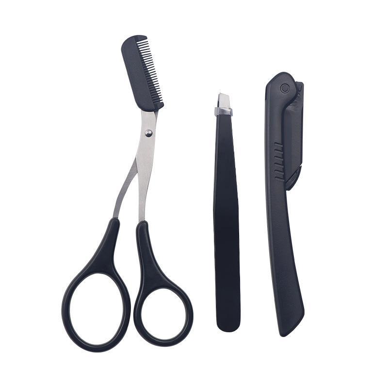 Eyebrow Trimming Set, 3 Counts/set Stainless Steel Eyebrow Tweezers & Eyebrow Trimmer & Brow Trimming Tool with Brush, Eyebrow Shaping Tool for Women, Hair Removal Tool, Beauty Tools