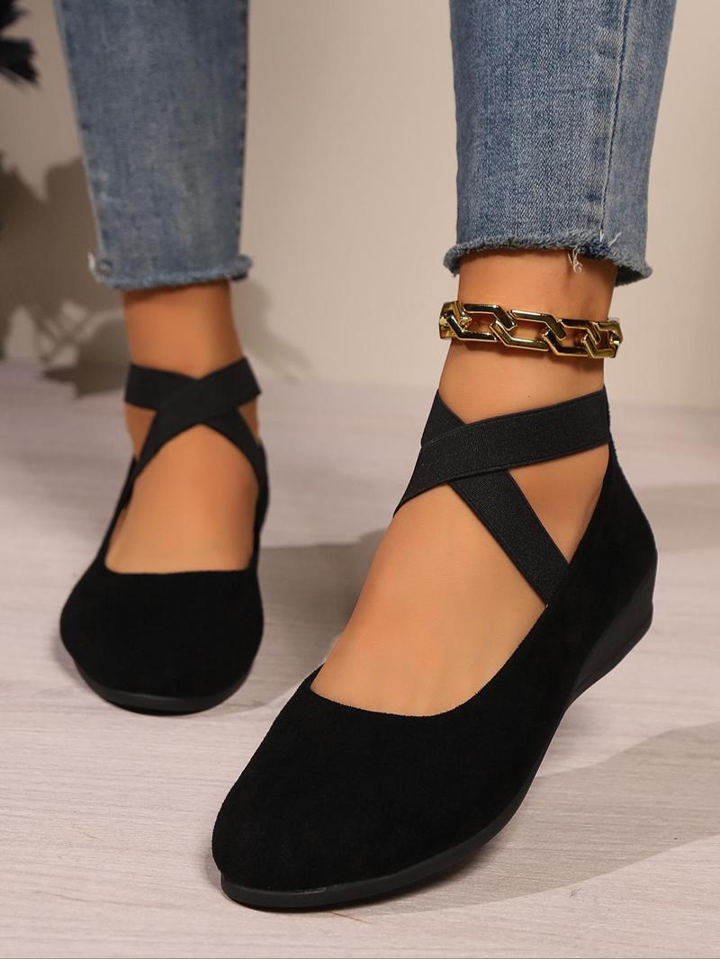 Soft Wedge Shoes for Women, Stylish Closed-Toe Design in Faux Suede, Comfort Style for Day or Night Wear