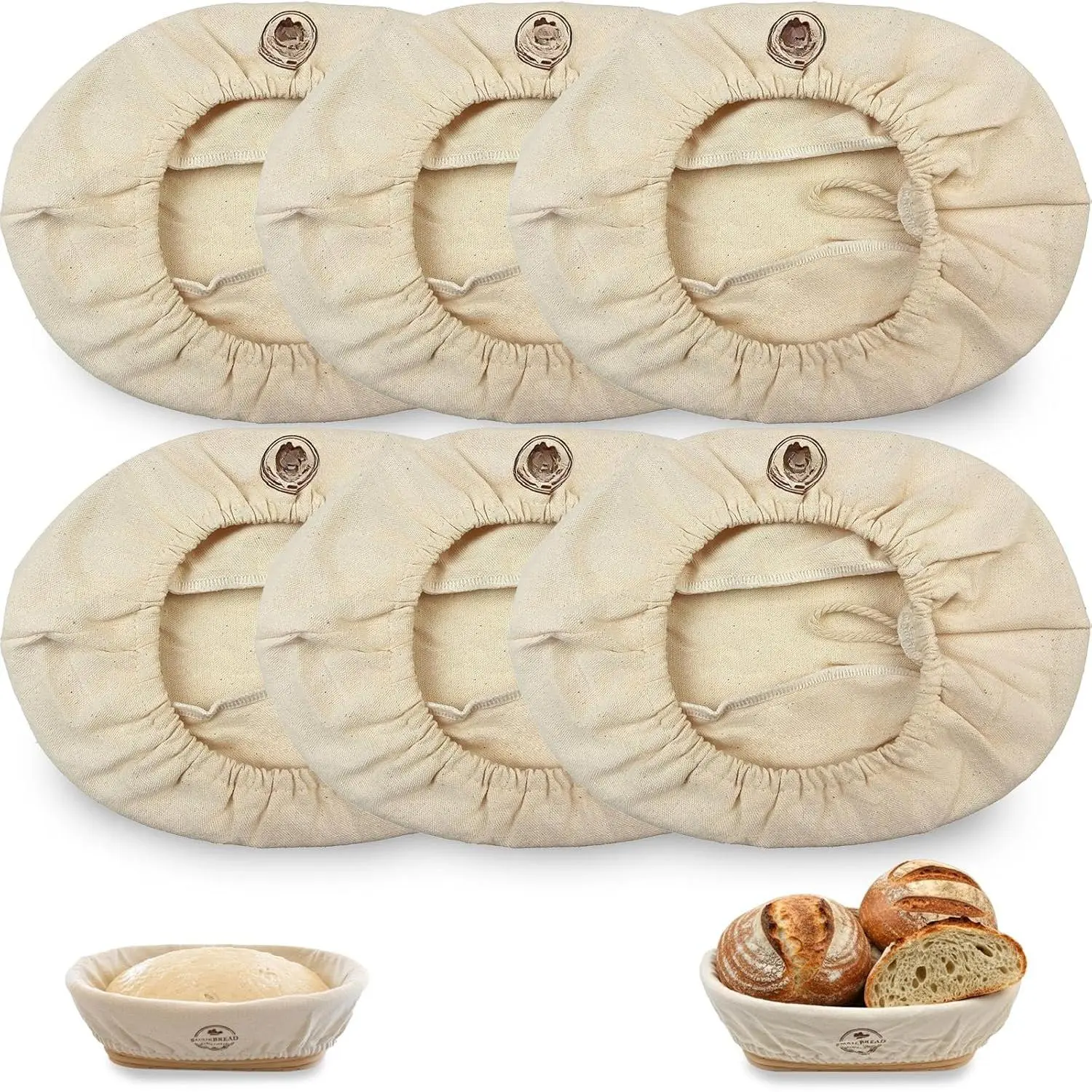 Bread Basket Liner Cloth: 10 Inch  Oval Proofing Liner for Banneton,  Washable Fabric with Sourdough Baking Kit,  for  Baker Set of 6