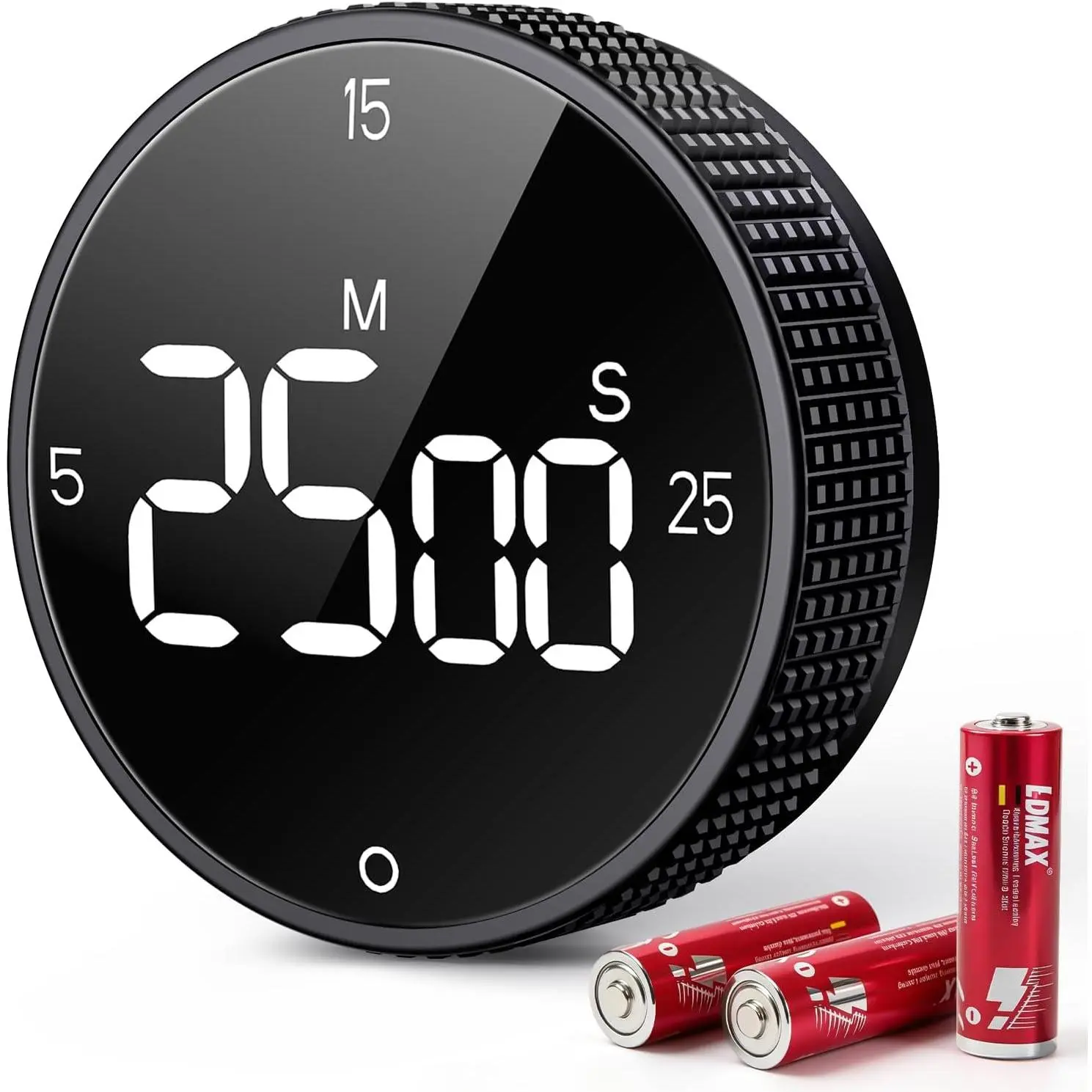 Digital Magnetic Kitchen Timer for Cooking, Large LED Countdown Timer, Rotating Pomodoro Timer, Volume Adjustable, 5/15/25 Min Presets for Kitchen, Baking Grilling Studying