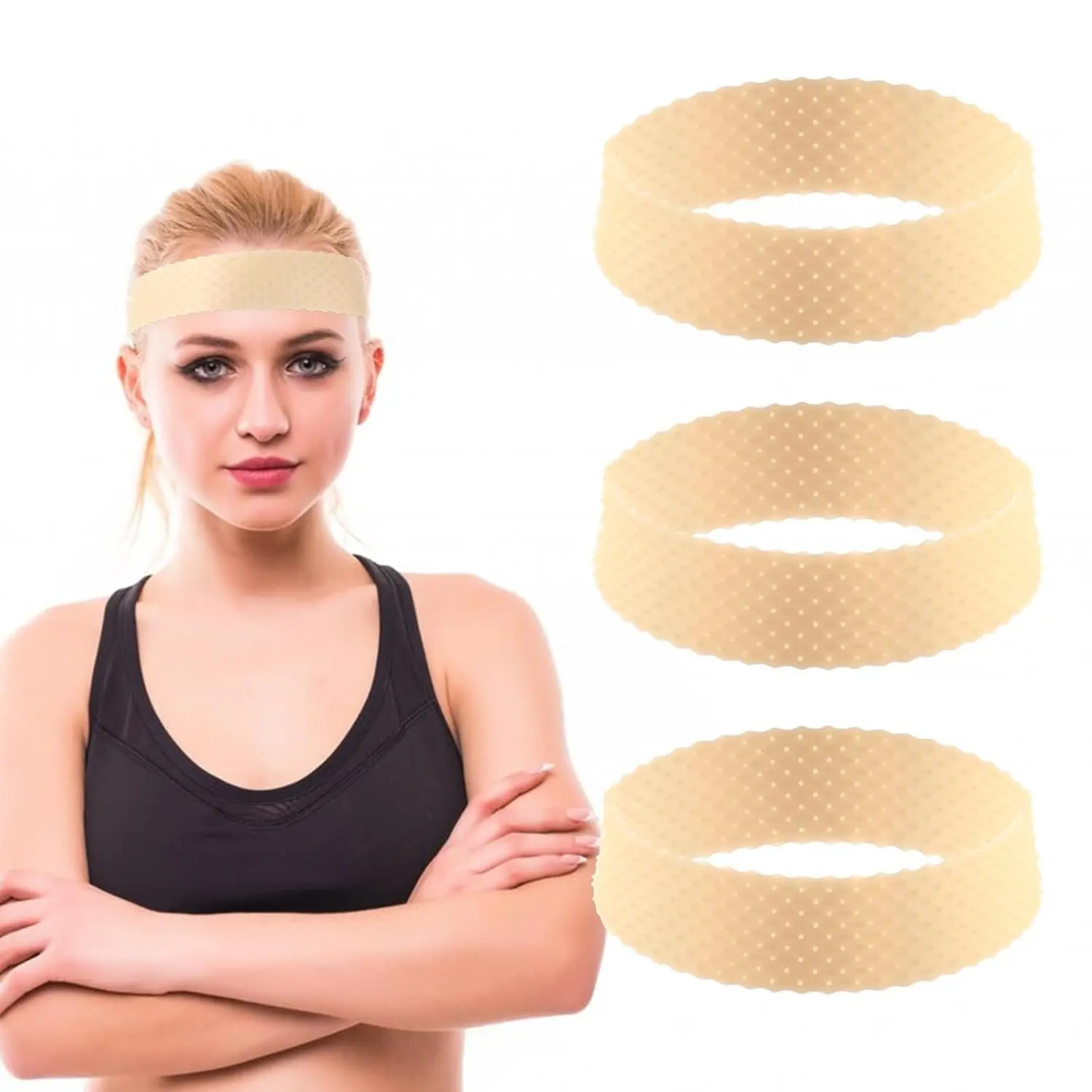 3-Piece Wig Grip Band Set - Adjustable Silicone Wig Headbands, Non-Slip Elastic, Sweat-Proof Hold (Skin Color)Gift