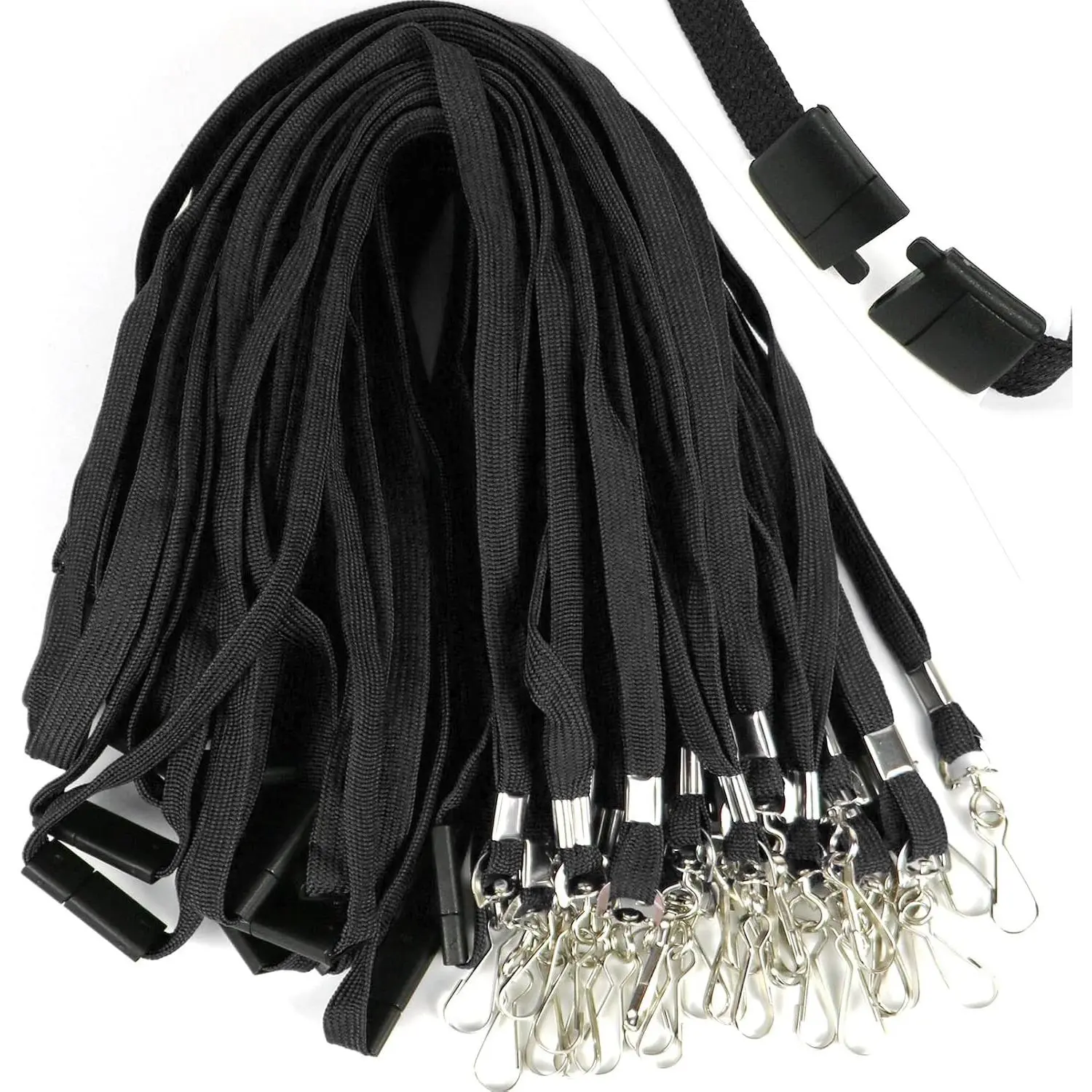 25 Pack Breakaway Lanyards with J-Hook Bulk Flat Lanyards for Name Tag ID Badges