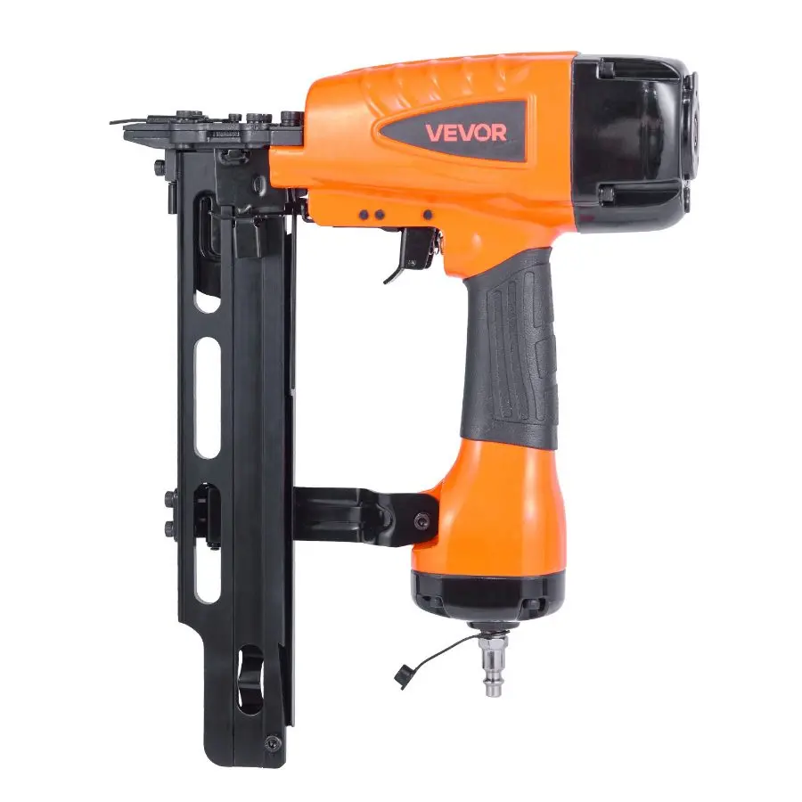 VEVOR Standard Pneumatic Stapler, 16 Gauge 7/16-in Medium Crown Air-Powered Tool, 1-in to 2-in Length, 70-120PSI Heavy Duty for Roof Decking, Fencing, 1" To 2" Length