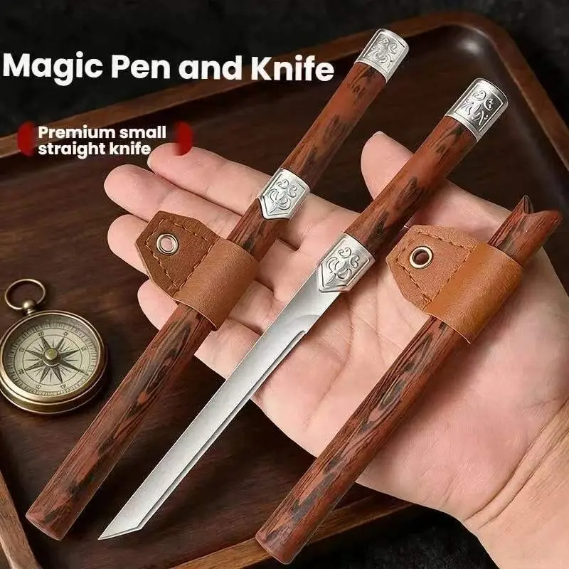 2026 New Multi-Functional Wooden Texture Pen Knife Set, Hidden Blade, Portable, Ideal for Kitchen, Unboxing, Fruit Knives, Collectible