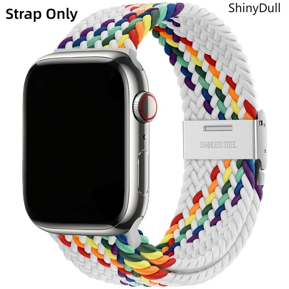 Braided Nylon Apple Watch Strap – Elastic Snap-Back, Adjustable Sports Wristband with Silent Metal Snap, Fits Series 1–10, SE, Ultra / Ultra 2