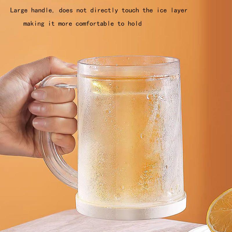 🎁 Frozen Double Wall Beer Glass| Handle Design, Perfect Summer Gift🧊