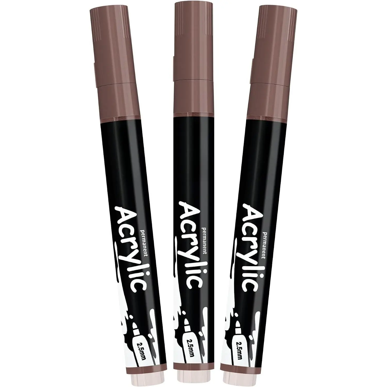 Light Brown Marker  Pens - Permanent Marker Pens Light Brown   Water-Based 2.5mm Medium Tip  Quick-Drying (3 in 1Pack)