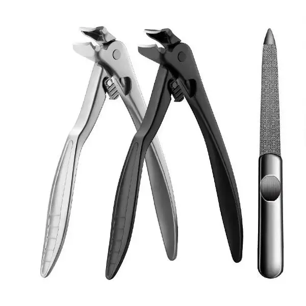 Ergonomic Toenail Clipper with Extra Long Handle and Wide Jaw, Curved Tip Metal Pedicure Tool and Nails Set for Seniors and Adults