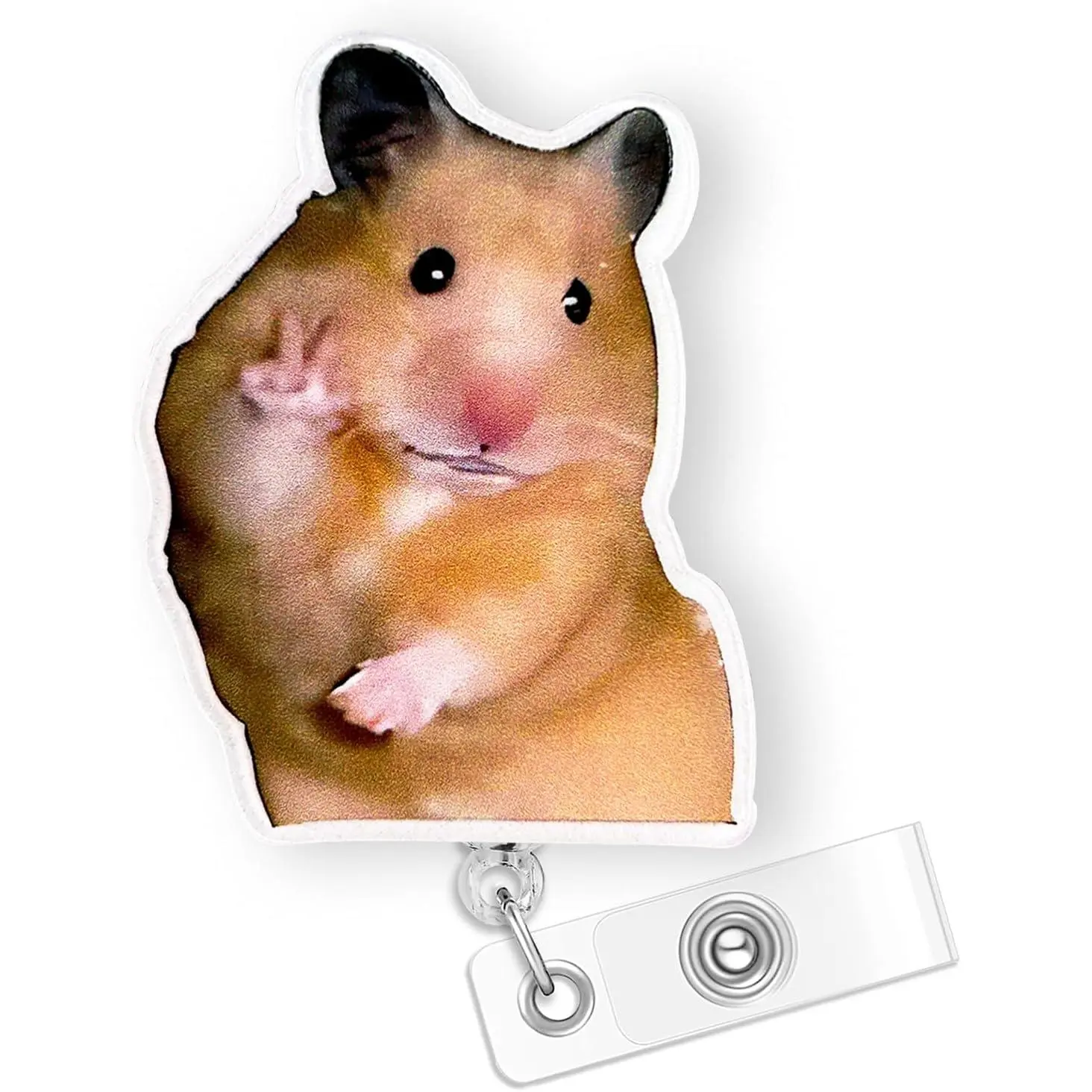 Funny Hamster Badge Reel Retractable for Nurse Nursing RN CNA LPN Medical Worker & Office Staff, Cute Nurse Badge Accessories, Hamster Meme ID Badge Holder with Alligator Clip & 24" Durable Nylon Cord