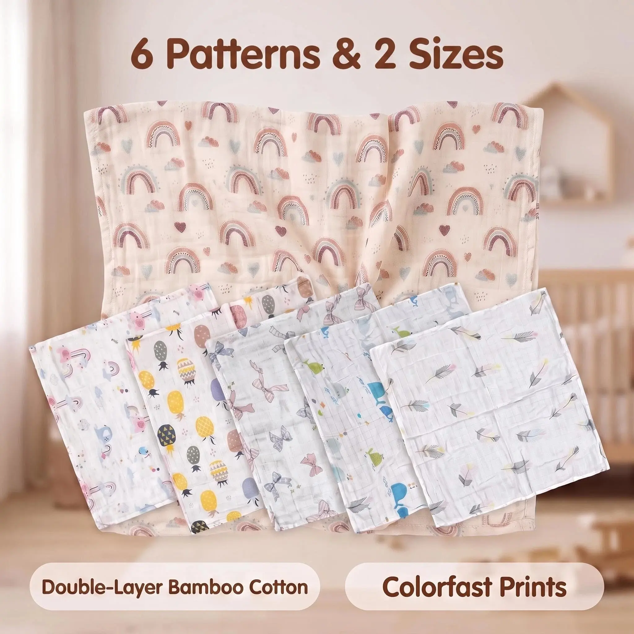 TDHD. 3-Pack Bamboo Blanket Set, Breathable Muslin Weave, Soft and Fluffy, Washable Texture, Skin-Friendly for Infants, Washable Bedding