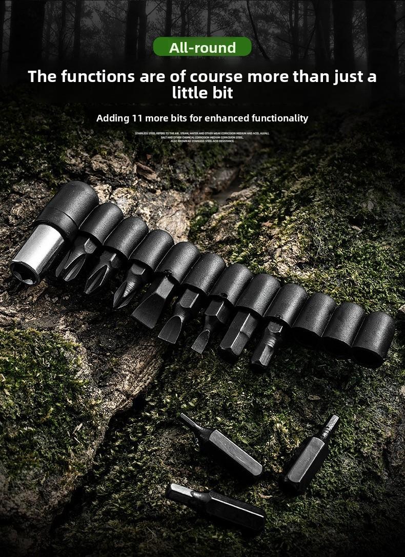 Multi - Function Stainless Steel Black Oxide Folding Pliers Screwdriver Set Telescopic Outdoor Emergency Tool