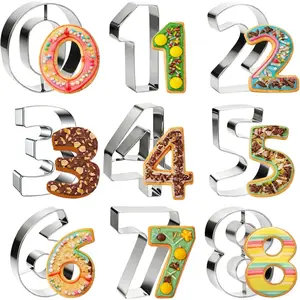 9pcs 2 Inch Number Cookie Cutters Set Stainless Steel 0-8 Numbers (6 Reverses to 9) for Baking Cookie Fondant Dough for Birthday Wedding Christmas Family Gathering Party