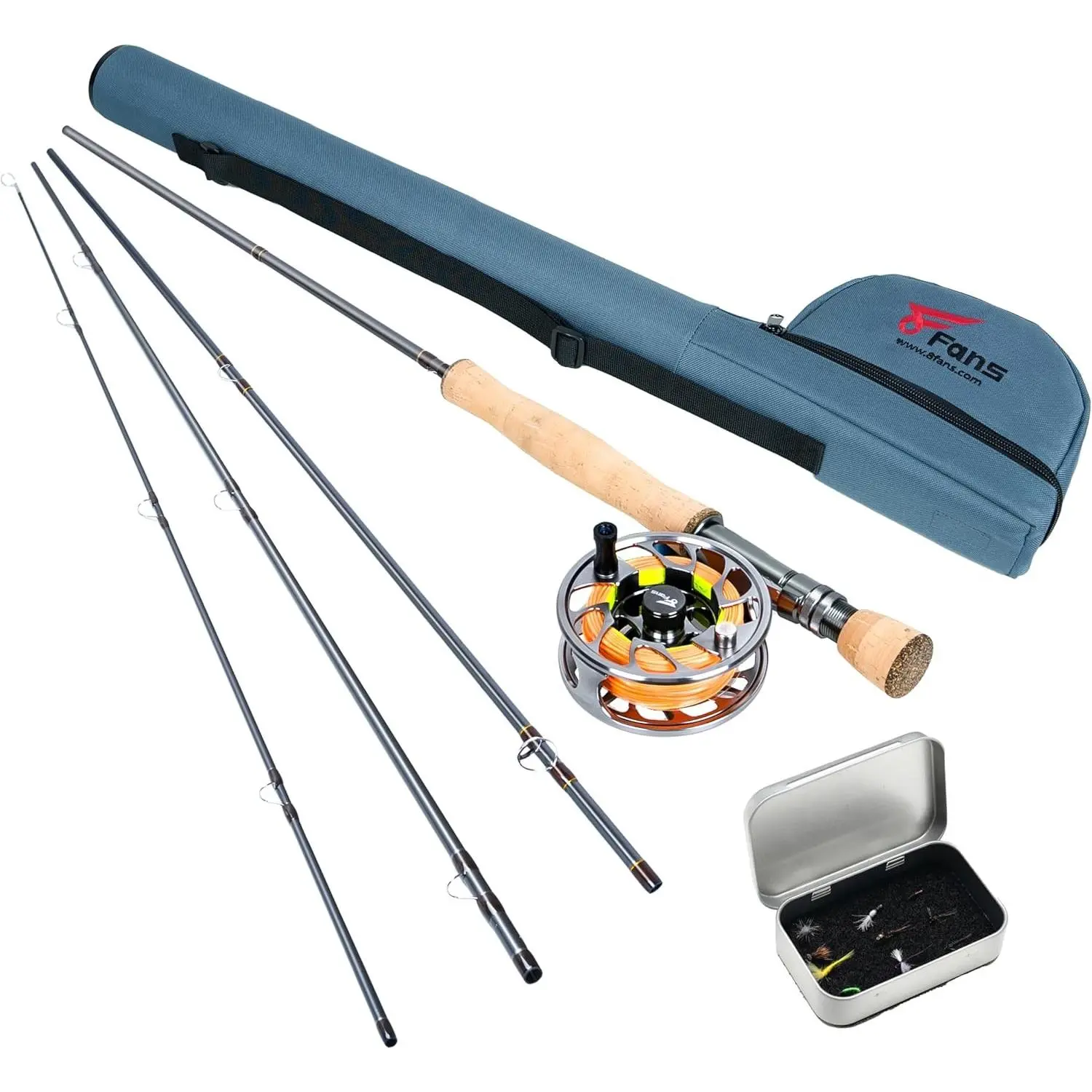 Fly Fishing Rod and Reel Combo, 4-Piece Slow Action Fly Rod