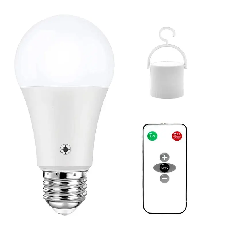 Rechargeable LED Light Bulb, E26/E27 Dimmable LED Bulb with Remote Control, Smart LED Bulb for Home, Bedroom, Living Room, Kitchen, Battery Operated Light Bulb