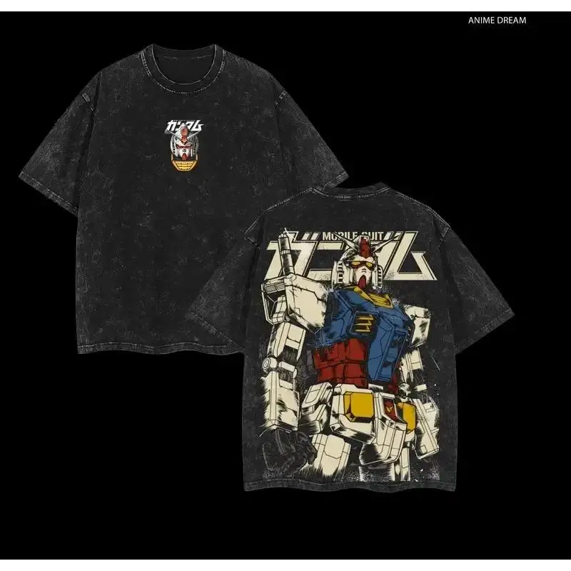Gundam,Unicorn Gundam,Zaku II (MS-06), Gundam SEED,Astray Red Frame, Gundam Barbatos,  Sinanju Stein (Ver. Ka) - Mobile Suit Gundam Anime Double Printed Vintage Washed Tee Unisex Oversize Anime Manga Washed Heavyweight Cotton T-shirt