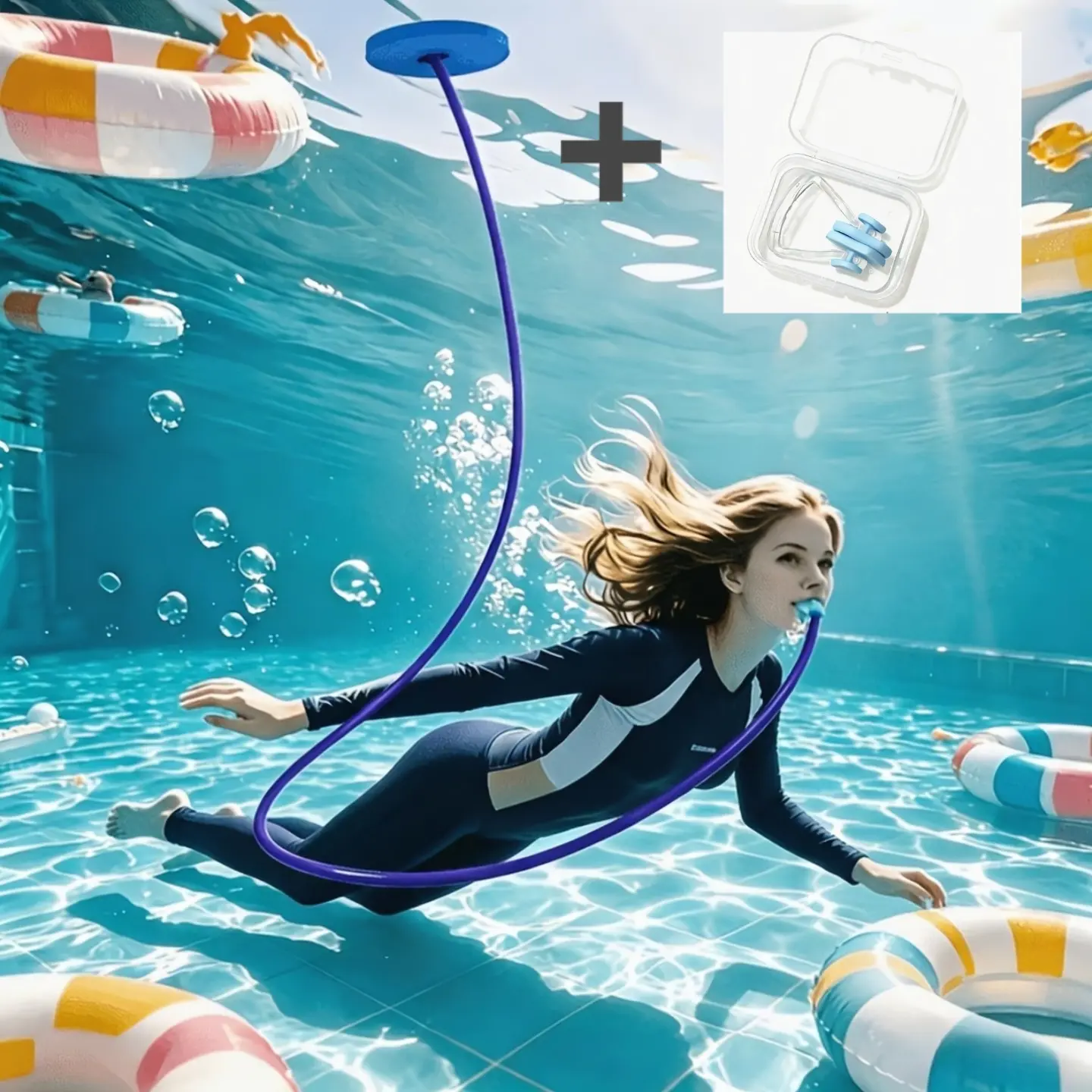 2-Piece Diving Set (Snorkel + Nose Clip) — Anti-Asphyxiation Single/Dual-Tube Respirator, Underwater Breathing Valve, Silicone Underwater Oxygen Supply Device; Deep-Sea Oxygen Equipment Suitable for Beginners and Adults, Snorkel Gear, Snorkeling Gear