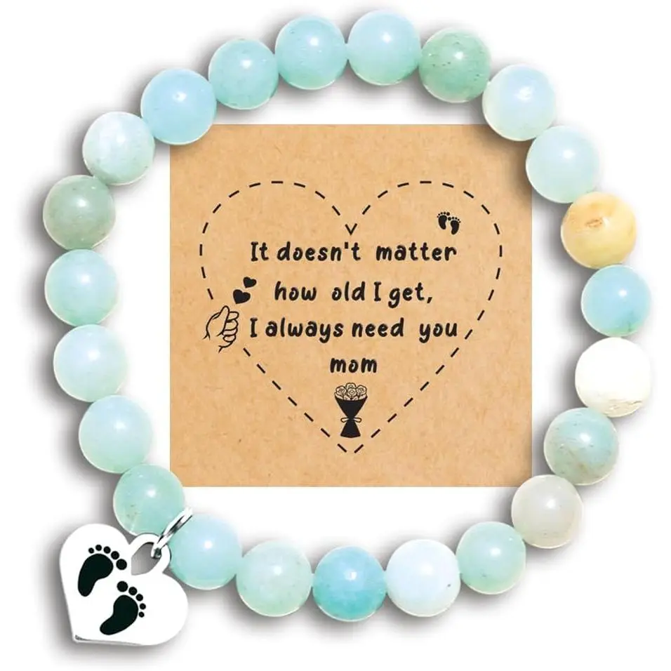 Heart Stone Bracelet for Mom, Mother's Day Birthday Valentine's Day Christmas  from Son Daughter