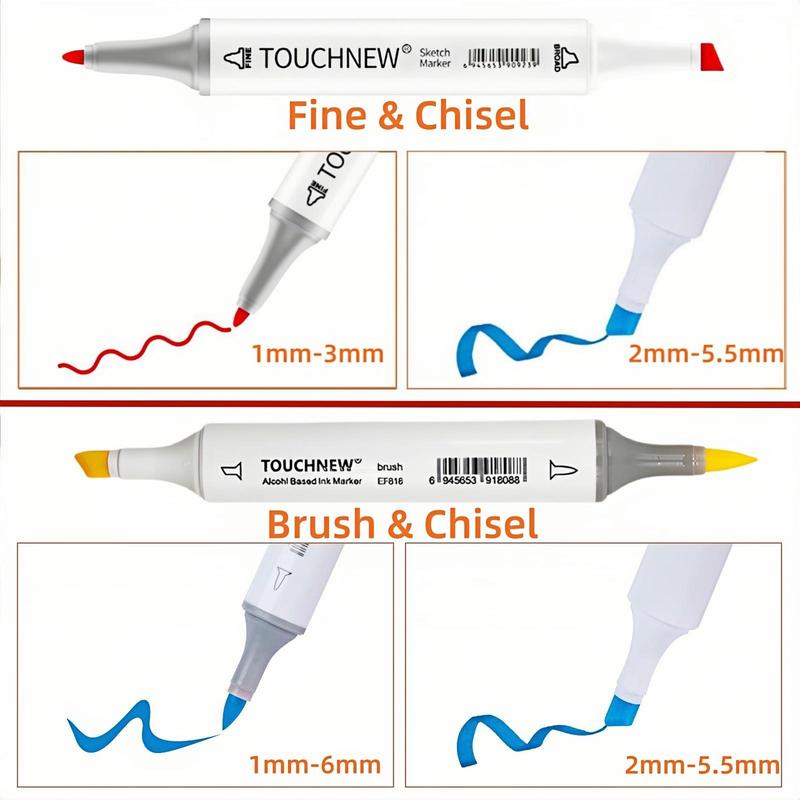 Dual Tip Marker Pen Set, 30/60/80/168 Colors Alcohol Soft Brush Markers, Art Markers for Lettering Cards Drawing Coloring Illustrations