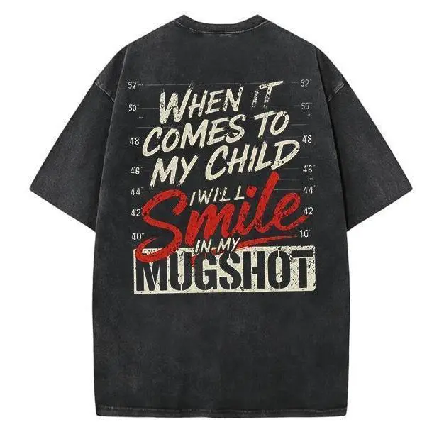 "Smile In My Mugshot" Men's Graphic T-Shirt - Casual Short-Sleeve Cotton Top, Lightweight Streetwear Gift for Husband, Tshirt Round Neck Soft Smooth Seamless
