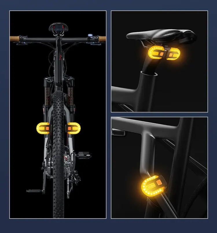 1825 Bicycle Turn Signals with Alarm - USB Charging Controller, Split/Integrated Rear Tail Light, 5 Modes, Waterproof Strobe, Front/Rear Mountable, Portable Bikes Lights & Reflectors