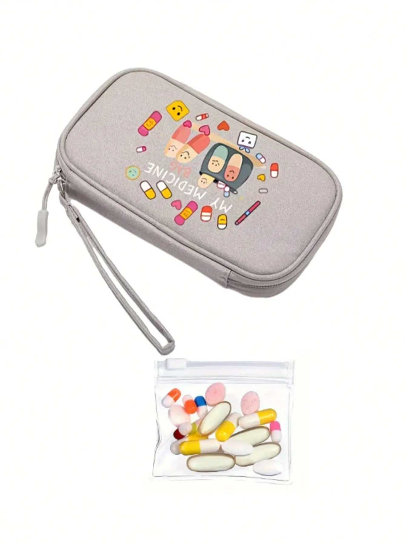 "my Medicine Bag" Multi-Compartment Zipper Pouch, Portable Medication Organizer, Cosmetic & Digital Cable Holder, Ideal for Home, School, Travel
