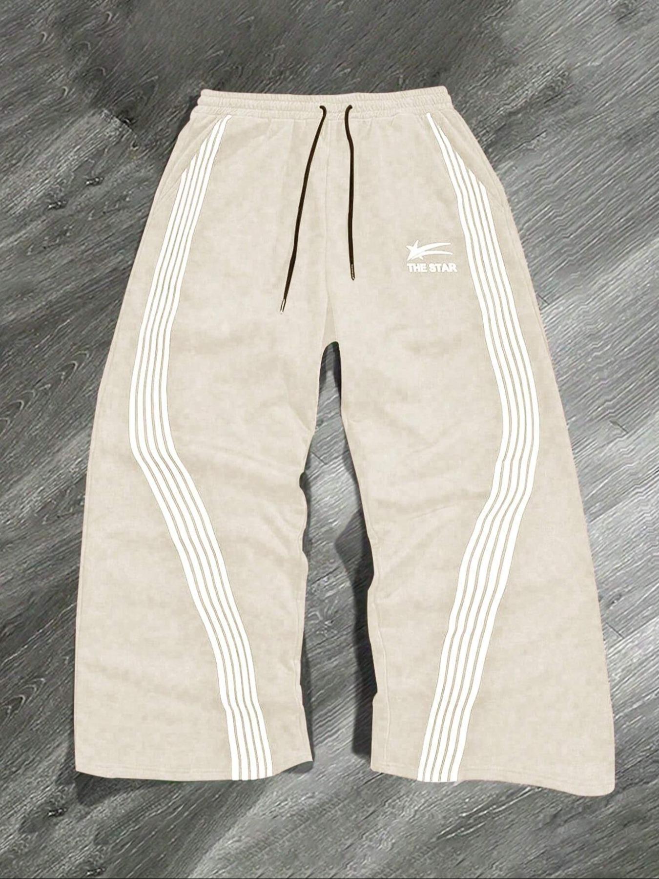 Men's Star Print Drawstring Waist Sweatpants, Athleisure Style Bottoms, Casual Comfy Regular Fit Jogger Pants for Daily Wear, Men's Trousers for All Seasons